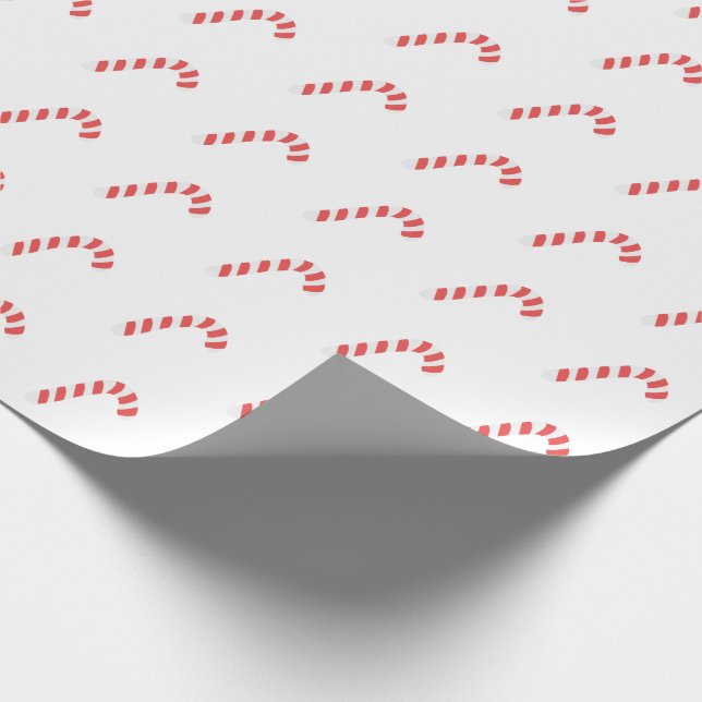 Candy Cane White Cute Simple Christmas Holiday Wrapping Paper (Corner)