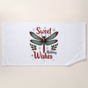 Candy Cane Wings Dragonfly Beach Towel