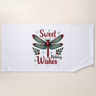 Candy Cane Wings Dragonfly Beach Towel