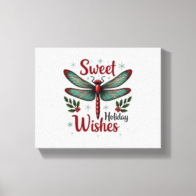 Candy Cane Wings Dragonfly Canvas Print (Front)