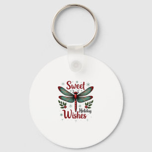 Candy Cane Wings Dragonfly Keychain