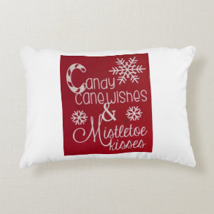 **CANDY CANE WISHES / MISTLETOE KISSES** CUTE ACCENT PILLOW
