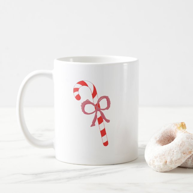 Candy Cane with Bow Coffee Mug (With Donut)