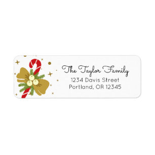 Candy cane with bow Return Address