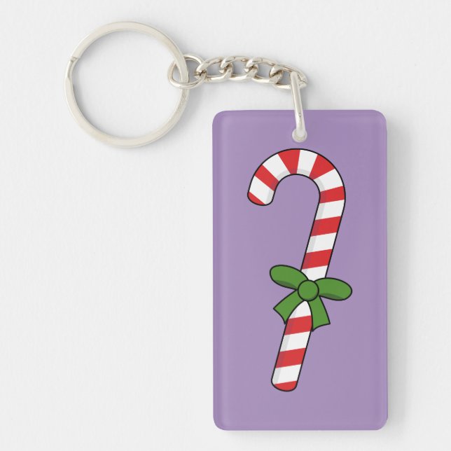 Candy Cane with Green Ribbon Keychain (Front)