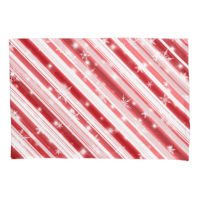 Candy cane with Stars and Snowflakes Pillowcase (Front)