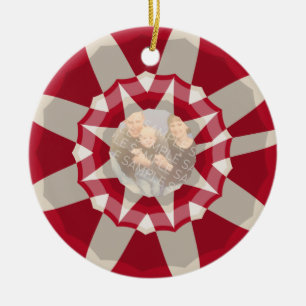 Candy Cane Wreath Ceramic Ornament