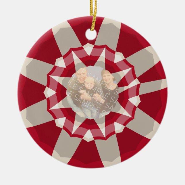 Candy Cane Wreath Ceramic Ornament (Front)