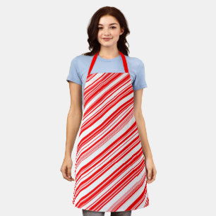 Candy Cane Xmas Christmas Red All-Over Print Apron