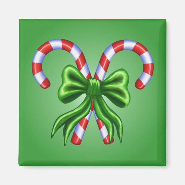 Candy Canes and Bow - Customized Magnet (Front)