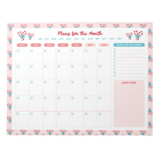 Candy Canes and Bows Monthly To Do List Planner Notepad