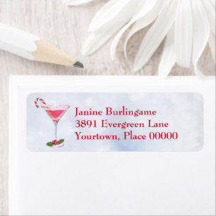 Candy Canes and Cocktail Christmas Return Address