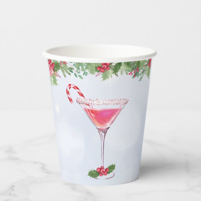 Candy Canes and Cocktails Christmas Holiday Party Paper Cups (Front)