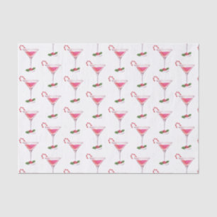 Candy Canes and Cocktails Pattern Christmas Tissue Paper