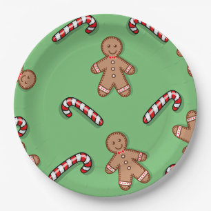 Candy Canes and Gingerbread Paper Plate