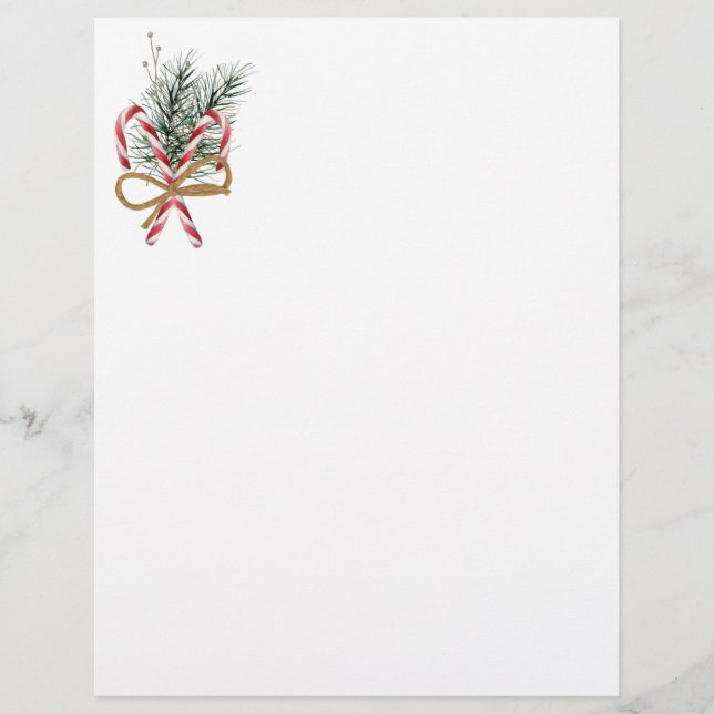 Candy Canes and Greenery Letterhead (Front)