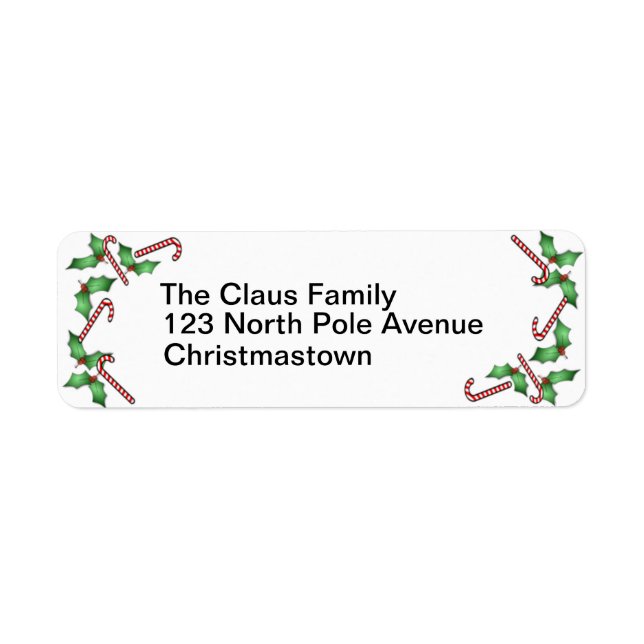 Candy Canes and Holly Address Labels (Front)