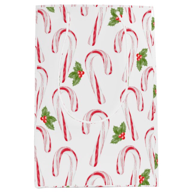 Candy Canes and Holly Gift Bag (Front)