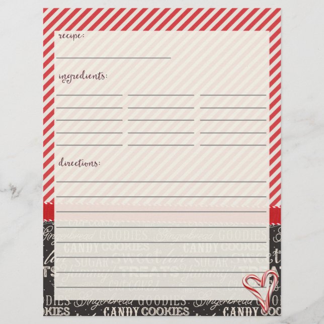 Candy Canes and Hot Cocoa Recipe Inserts (Front)