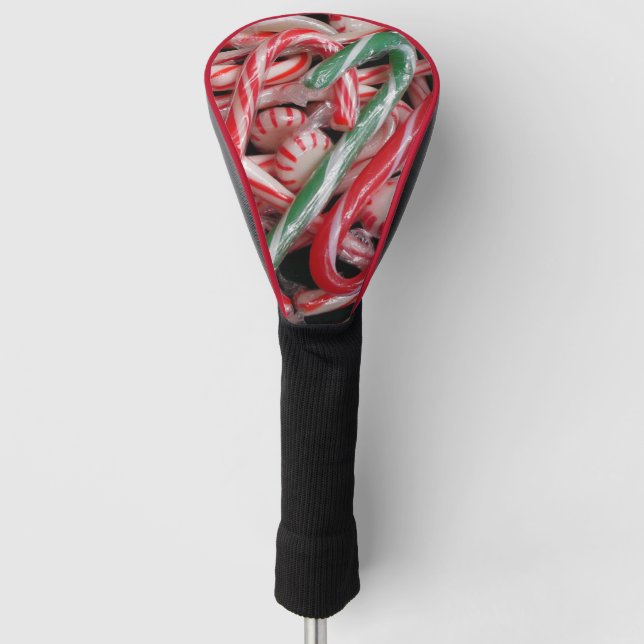 Candy Canes and Peppermints Christmas Holiday Golf Head Cover (Front)