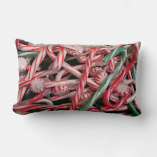 Candy Canes and Peppermints Christmas Holiday Lumbar Pillow