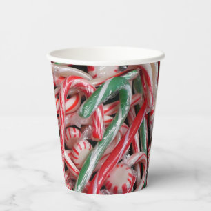 Candy Canes and Peppermints Christmas Holiday Paper Cups
