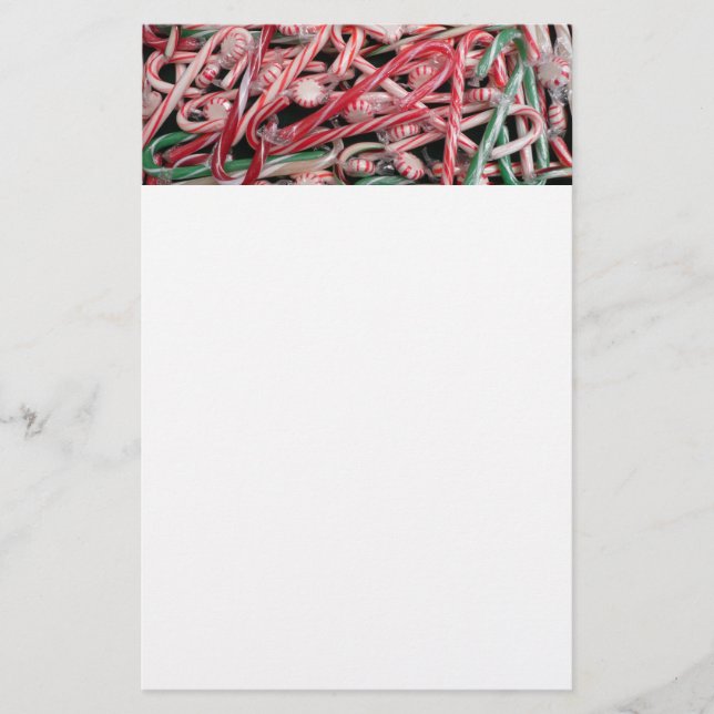 Candy Canes and Peppermints Christmas Holiday Stationery (Front)