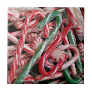 Candy Canes and Peppermints Christmas Holiday Tile