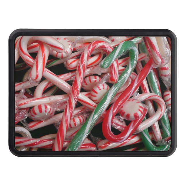Candy Canes and Peppermints Christmas Holiday Trailer Hitch Cover (Front)