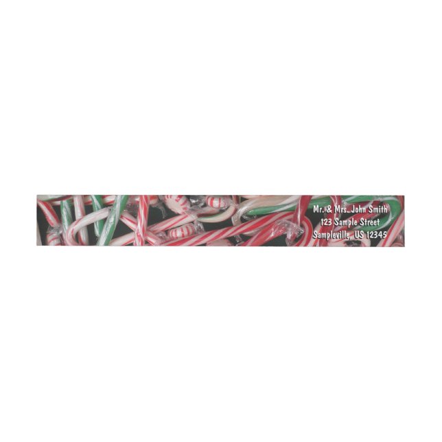 Candy Canes and Peppermints Christmas Holiday Wrap Around Label (Individual)