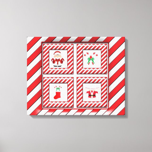 Candy Canes and Santa Canvas Print (Front)