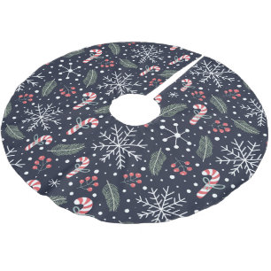 Candy Canes and Snowflakes Christmas Tree Skirt