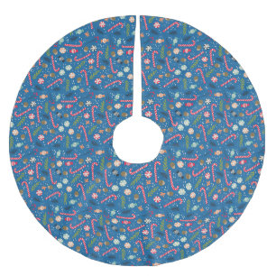 Candy Canes and Wrapped Christmas Candy Brushed Polyester Tree Skirt