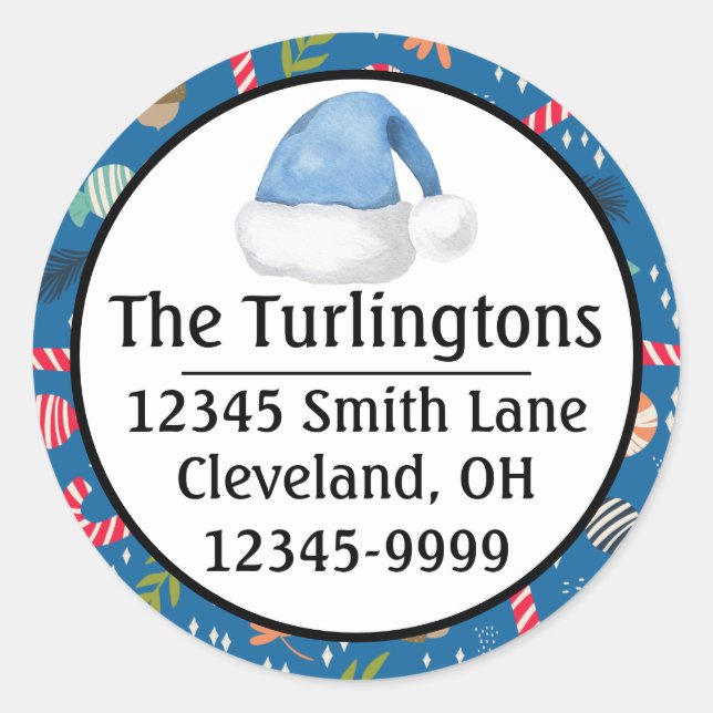 Candy Canes and Wrapped Christmas Candy Classic Round Sticker (Front)