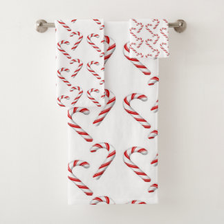 Candy Canes Bath Towel Set