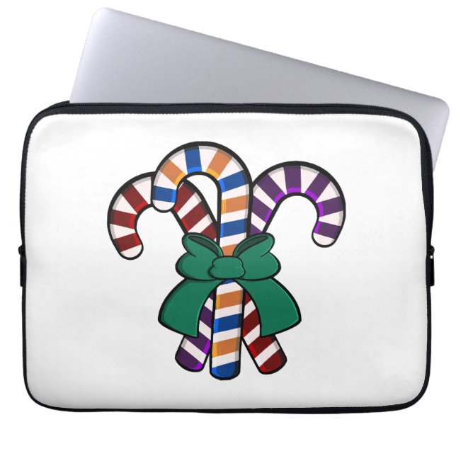 Candy Canes bouquet - green ribbon  Laptop Sleeve (Front)