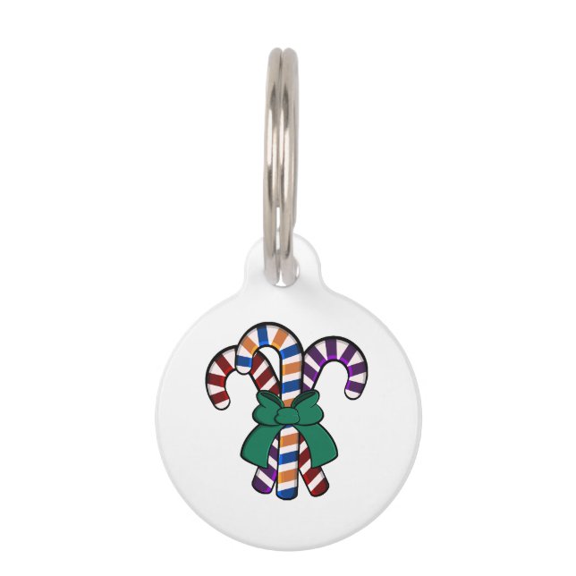 Candy Canes bouquet - green ribbon  Pet Tag (Front)