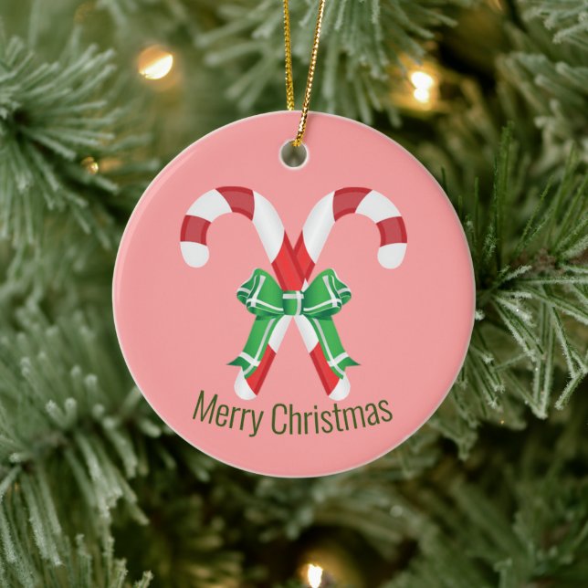 Candy Canes Ceramic Ornament (Tree)