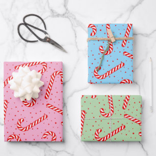 Candy Canes Christmas Design Wrapping Paper Sheet