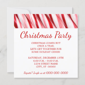 Candy Canes Christmas Party Invitation