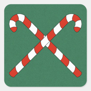 Candy Canes Crossed Square Sticker