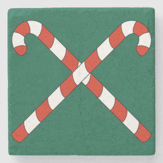 Candy Canes Crossed Stone Coaster