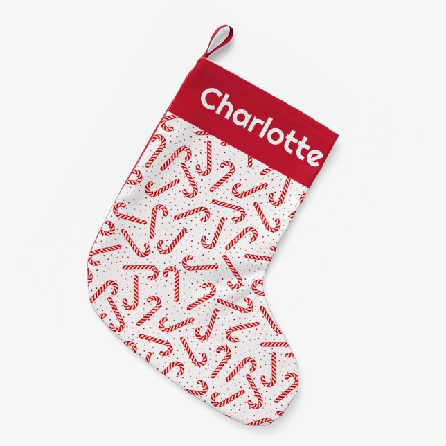 Candy Canes Design  Small Christmas Stocking (Front (Hanging))