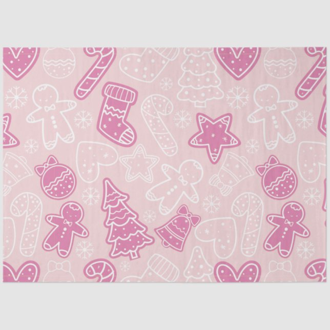 Candy Canes Gingerbread Men Stars Christmas Tissue Paper (Front)