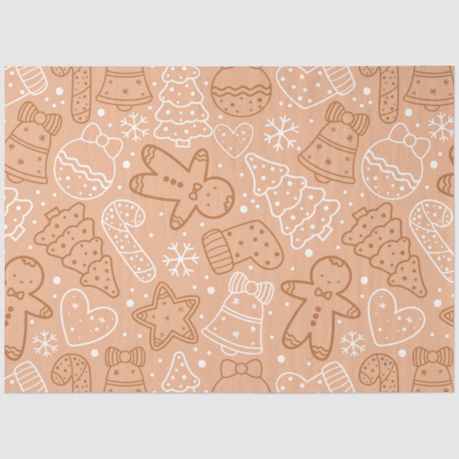 Candy Canes Gingerbread Men Stars Christmas Tissue Paper (Front)