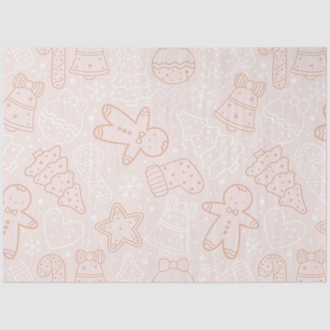 Candy Canes Gingerbread Men Stars Christmas Tissue Paper (Front)
