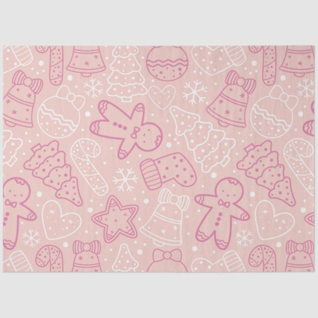 Candy Canes Gingerbread Men Stars Christmas Tissue Paper (Front)