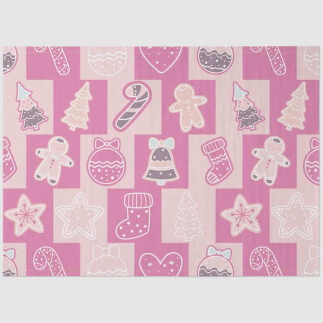 Candy Canes Gingerbread Men Stars Christmas Tissue Paper (Front)
