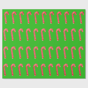 Candy Canes Glossy Wrapping Paper
