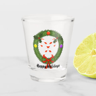 Candy Canes in Wreath Shot Glass